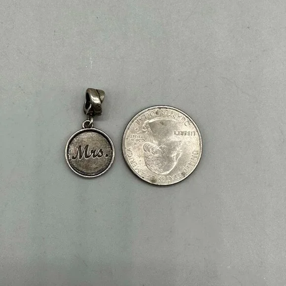 "Mrs" Bridal Charm 925 Sterling Silver Dangle Wedding Gift 1 in - Picture 8 of 10